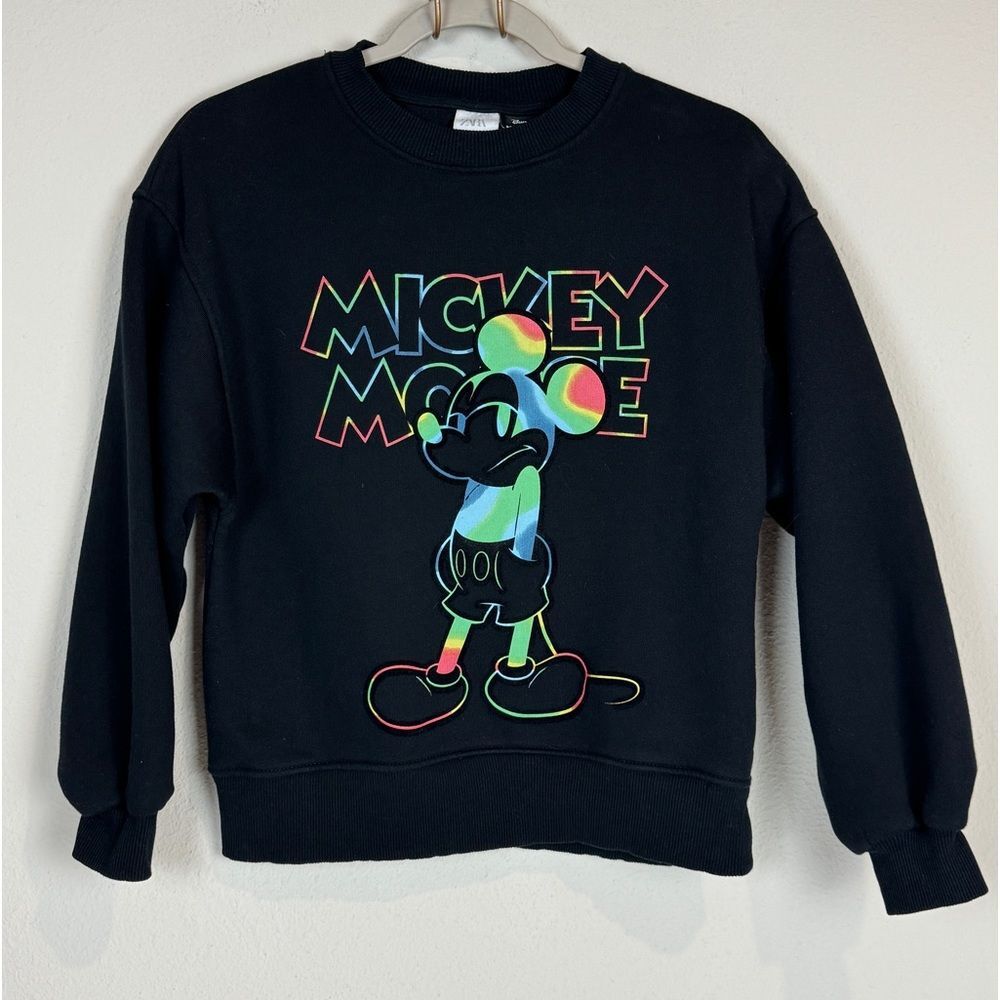 ZARA Disney Rainbow Mickey Mouse Black Sweatshirt Youth 14